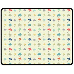 Clouds And Umbrellas Seasons Pattern Double Sided Fleece Blanket (medium)  by Wegoenart