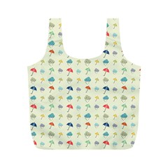 Clouds And Umbrellas Seasons Pattern Full Print Recycle Bag (m) by Wegoenart