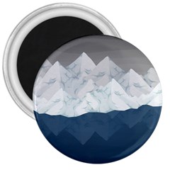 Snow Mountains Sea Sun Landscape 3  Magnets by Wegoenart