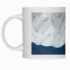 Snow Mountains Sea Sun Landscape White Mugs by Wegoenart