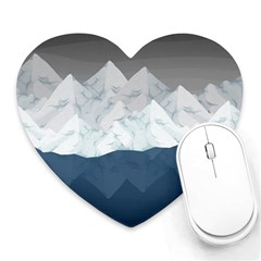 Snow Mountains Sea Sun Landscape Heart Mousepads by Wegoenart