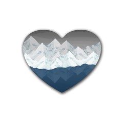 Snow Mountains Sea Sun Landscape Heart Coaster (4 Pack)  by Wegoenart