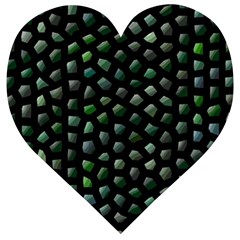 Abstract Green Design Scales Wooden Puzzle Heart