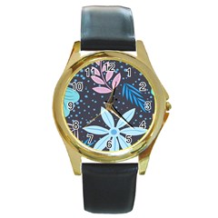 Pattern Nature Color Banner Modern Round Gold Metal Watch by Wegoenart