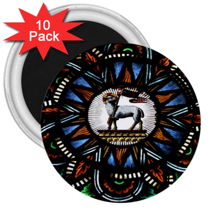 Spain Catalonia Montserrat Church  Stained Glass 3  Magnets (10 pack) 