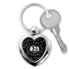 Spain Catalonia Montserrat Church  Stained Glass Key Chain (heart) by Wegoenart