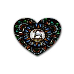 Spain Catalonia Montserrat Church  Stained Glass Rubber Coaster (heart)  by Wegoenart