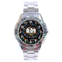 Spain Catalonia Montserrat Church  Stained Glass Stainless Steel Analogue Watch by Wegoenart