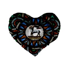 Spain Catalonia Montserrat Church  Stained Glass Standard 16  Premium Heart Shape Cushions by Wegoenart