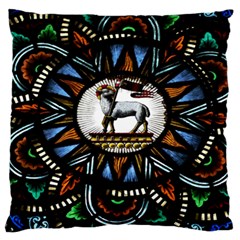 Spain Catalonia Montserrat Church  Stained Glass Large Flano Cushion Case (one Side) by Wegoenart