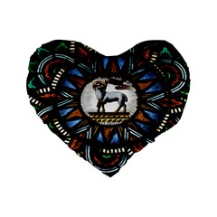 Spain Catalonia Montserrat Church  Stained Glass Standard 16  Premium Flano Heart Shape Cushions by Wegoenart