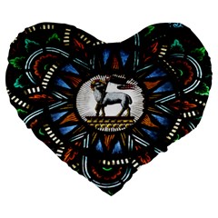 Spain Catalonia Montserrat Church  Stained Glass Large 19  Premium Flano Heart Shape Cushions by Wegoenart