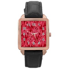 Background Abstract Surface Red Rose Gold Leather Watch  by Wegoenart