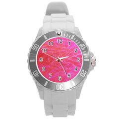 Background Abstract Texture Round Plastic Sport Watch (l) by Wegoenart