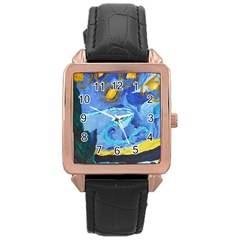 Painting Illustrations Vincent Van Gogh Rose Gold Leather Watch  by Wegoenart