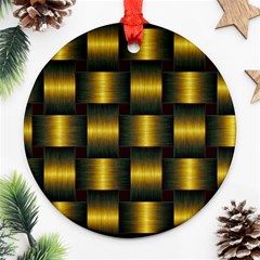 Background Pattern Desktop Metal Gold Golden Ornament (round) by Wegoenart