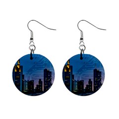 Smart City Circuit Board Mini Button Earrings by Wegoenart