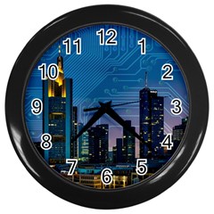 Smart City Circuit Board Wall Clock (black) by Wegoenart