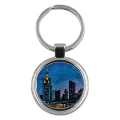 Smart City Circuit Board Key Chain (round) by Wegoenart