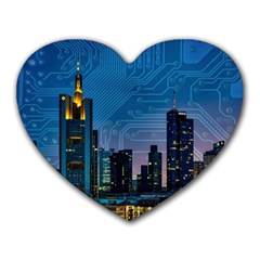 Smart City Circuit Board Heart Mousepads by Wegoenart