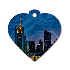 Smart City Circuit Board Dog Tag Heart (one Side) by Wegoenart