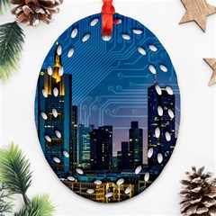 Smart City Circuit Board Ornament (oval Filigree)