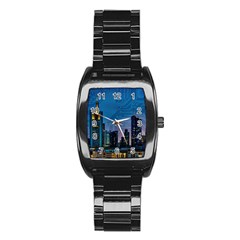 Smart City Circuit Board Stainless Steel Barrel Watch by Wegoenart