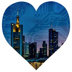 Smart City Circuit Board Wooden Puzzle Heart by Wegoenart