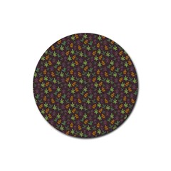 Tribal Leaves House Art Tribal Art Rubber Round Coaster (4 Pack)  by Wegoenart