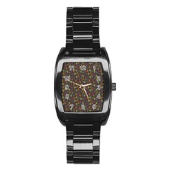 Tribal Leaves House Art Tribal Art Stainless Steel Barrel Watch by Wegoenart