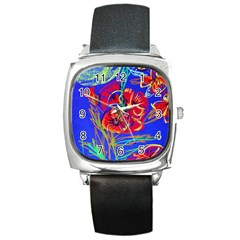 Poppies Square Metal Watch by bestdesignintheworld