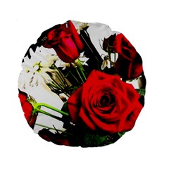 Roses 1 1 Standard 15  Premium Flano Round Cushions by bestdesignintheworld