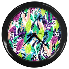 Leaves  Wall Clock (black) by Sobalvarro