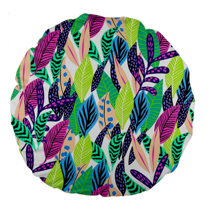 Leaves  Large 18  Premium Flano Round Cushions