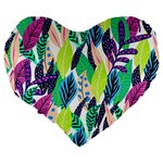 Leaves  Large 19  Premium Flano Heart Shape Cushions Back