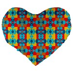 Pop Art  Large 19  Premium Flano Heart Shape Cushions Back