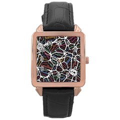 Mental Human Experience Mindset Rose Gold Leather Watch  by Wegoenart