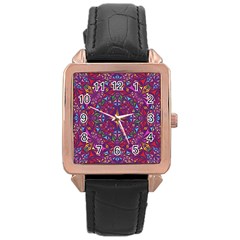 Kaleidoscope  Rose Gold Leather Watch  by Sobalvarro