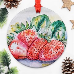 Strawberry Watercolor Figure Ornament (round) by Wegoenart