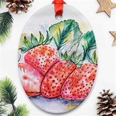 Strawberry Watercolor Figure Ornament (oval) by Wegoenart