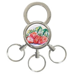 Strawberry Watercolor Figure 3-ring Key Chain by Wegoenart