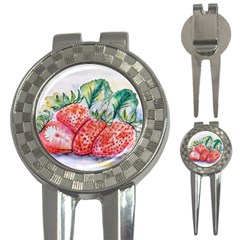 Strawberry Watercolor Figure 3-in-1 Golf Divots by Wegoenart