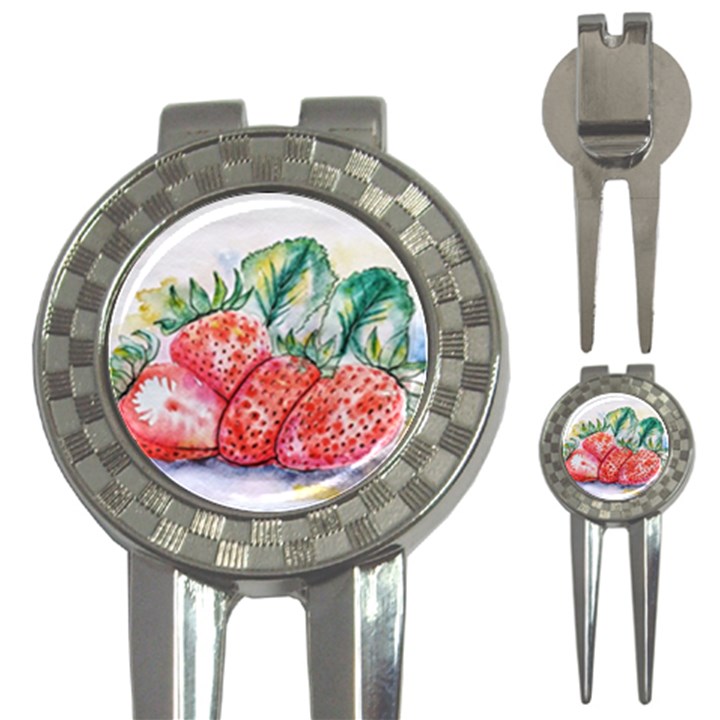 Strawberry Watercolor Figure 3-in-1 Golf Divots