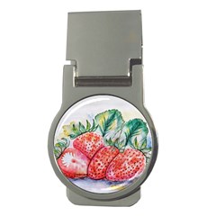 Strawberry Watercolor Figure Money Clips (round)  by Wegoenart