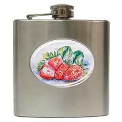 Strawberry Watercolor Figure Hip Flask (6 Oz) by Wegoenart