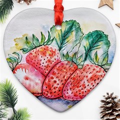 Strawberry Watercolor Figure Heart Ornament (two Sides) by Wegoenart