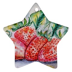 Strawberry Watercolor Figure Star Ornament (two Sides) by Wegoenart