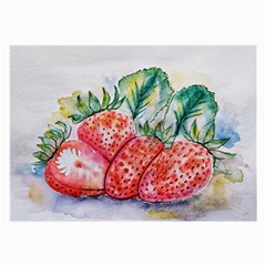 Strawberry Watercolor Figure Large Glasses Cloth (2 Sides) by Wegoenart