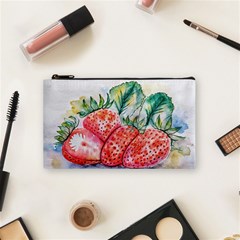 Strawberry Watercolor Figure Cosmetic Bag (small) by Wegoenart