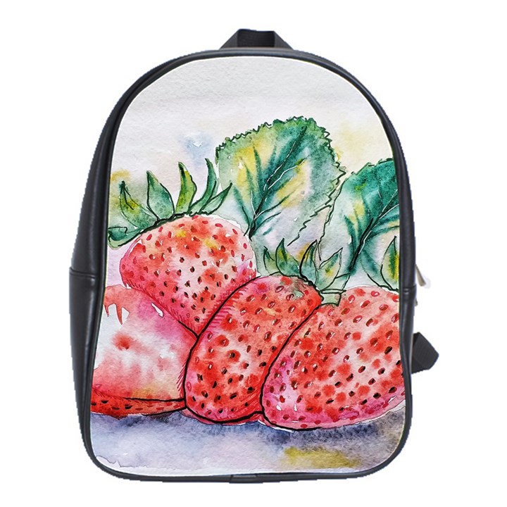 Strawberry Watercolor Figure School Bag (Large)